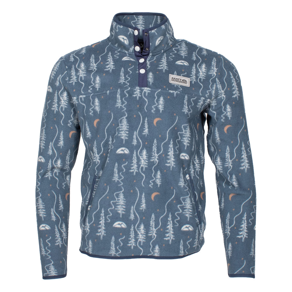 Jack + Sage Quarter Button Fleece Tree Pow Lines