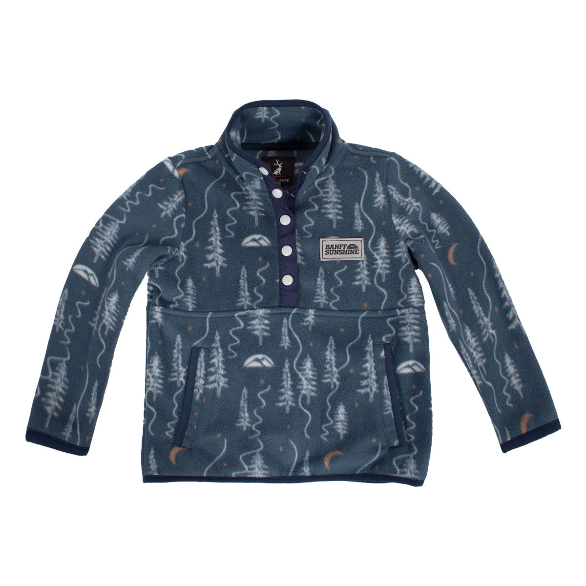 Jack + Sage Quarter Button Youth Fleece Tree Pow Lines