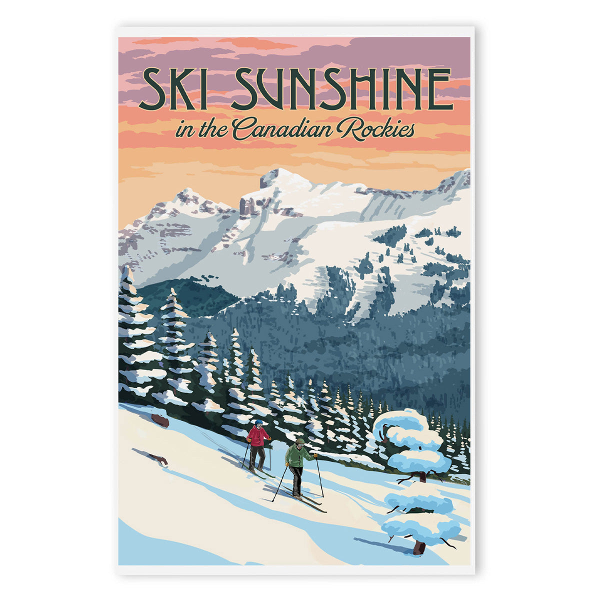 Heavy Stock Art Print - Winter Skiers