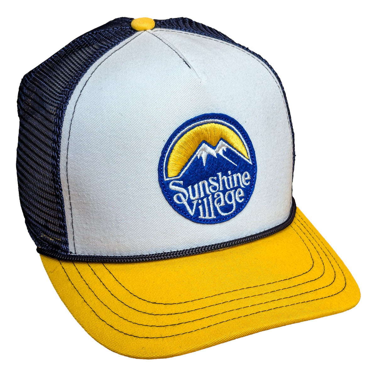 SSV High Crown Adjustable Cap White Yellow Mesh Hat Size