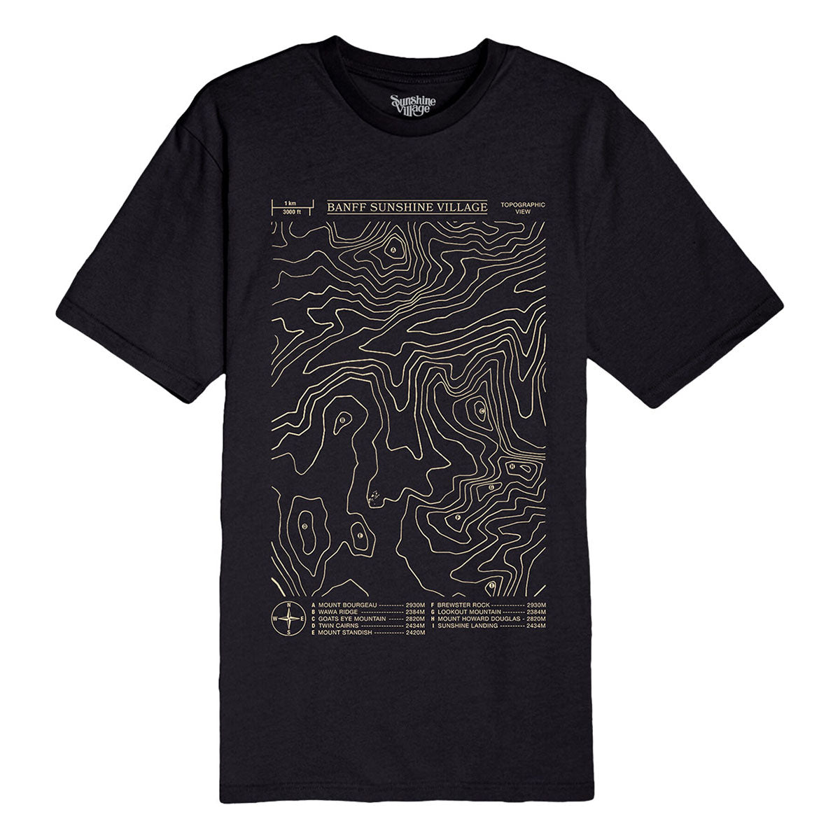 Sunshine Village Topographic Tee Black