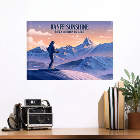 Metal Souvenir Sign - Skier At The Top