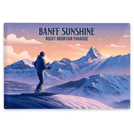 Metal Souvenir Sign - Skier At The Top