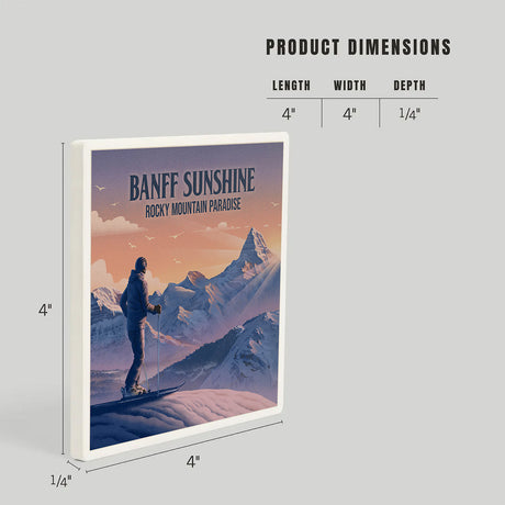 Ceramic Coasters 4 Pack - Skier At The Top