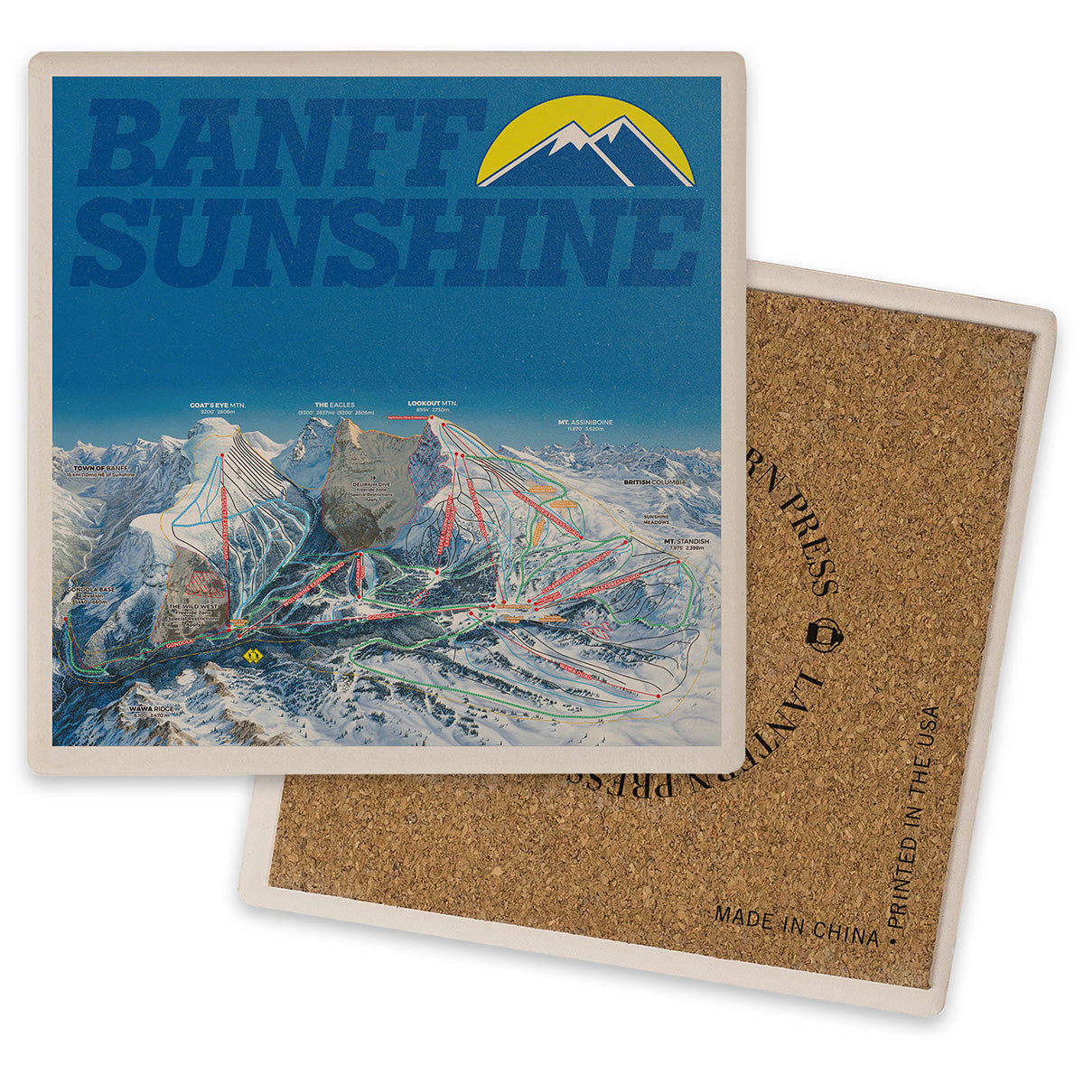 Ceramic Coasters 4 Pack - Trail Map