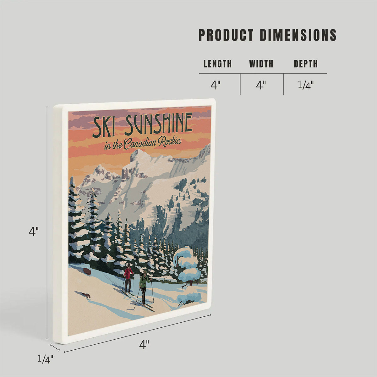Ceramic Coasters 4 Pack - Winter Skiers