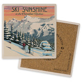 Ceramic Coasters 4 Pack - Winter Skiers