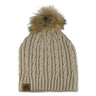 Sunshine Village Cable Knit Faux Fur Pom Pom Toque Grey O S
