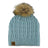 Sunshine Village Cable Knit Faux Fur Pom Pom Toque Light Blue O S