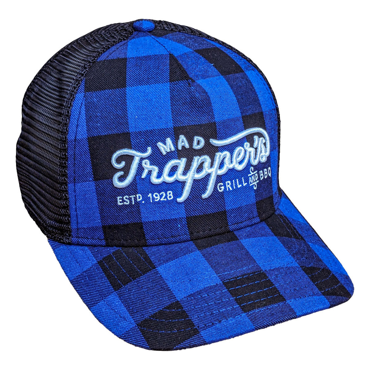 Mad Trapper's Plaid Trucker Hat Blue O S