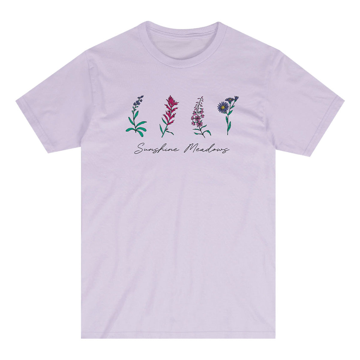 Sunshine Meadows 4 Flowers Tee Lilac