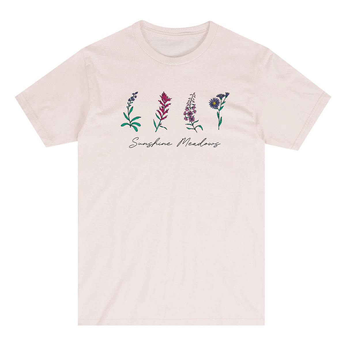 Sunshine Meadows 4 Flowers Tee Pale Pink