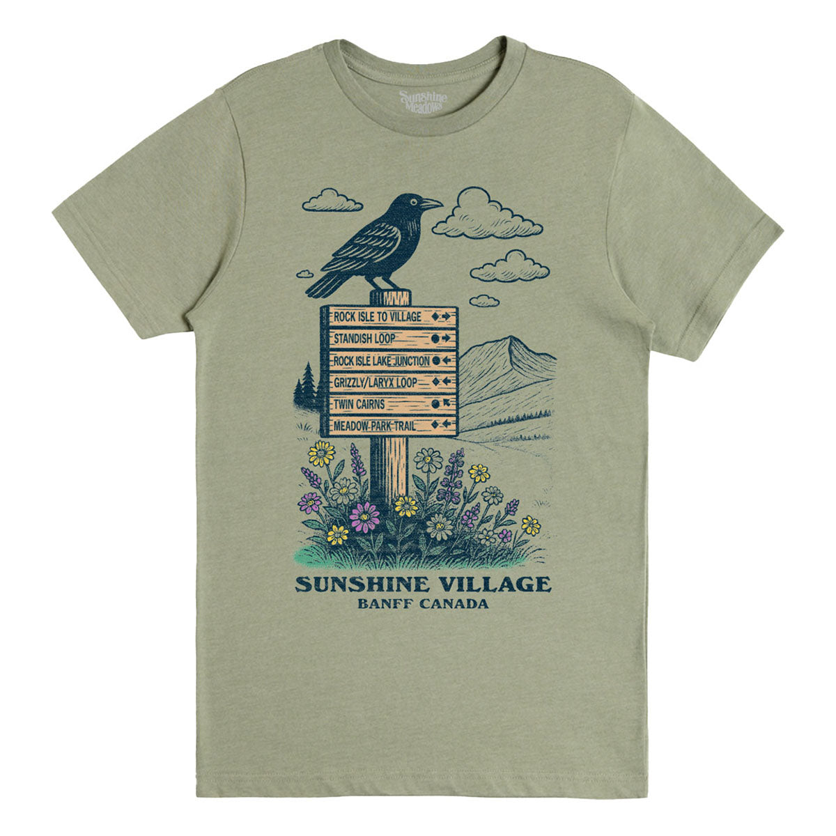 Trail Sign Raven Tee Olive